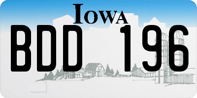 IA license plate BDD196