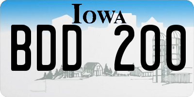 IA license plate BDD200