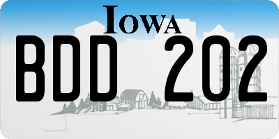 IA license plate BDD202