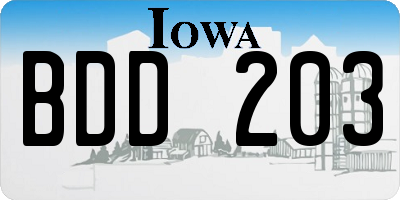 IA license plate BDD203