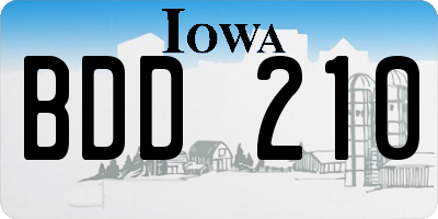 IA license plate BDD210