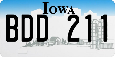 IA license plate BDD211