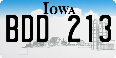 IA license plate BDD213