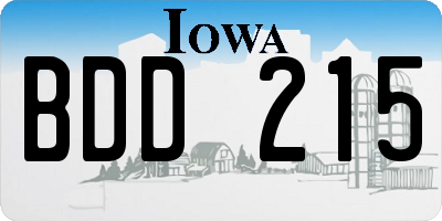 IA license plate BDD215
