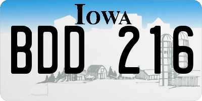 IA license plate BDD216