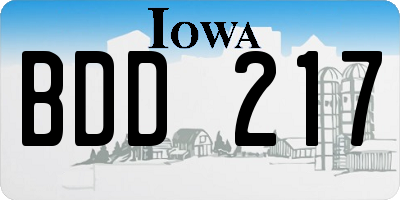 IA license plate BDD217