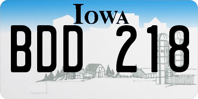 IA license plate BDD218