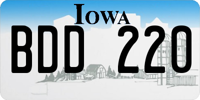 IA license plate BDD220
