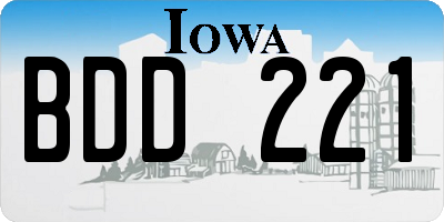 IA license plate BDD221