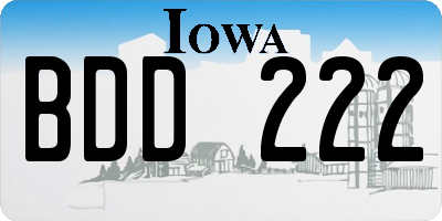 IA license plate BDD222