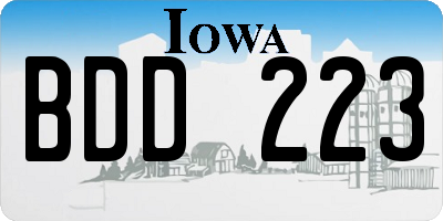 IA license plate BDD223
