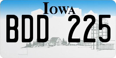 IA license plate BDD225