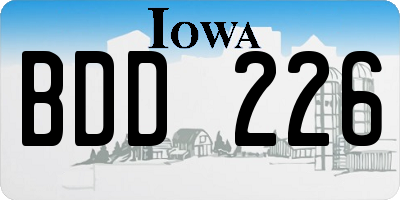 IA license plate BDD226