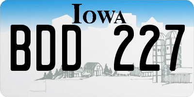 IA license plate BDD227