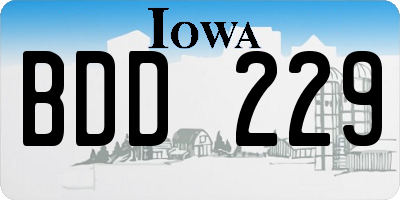 IA license plate BDD229