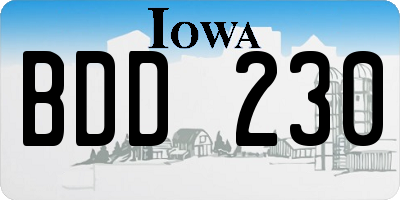 IA license plate BDD230