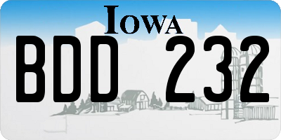 IA license plate BDD232