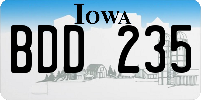 IA license plate BDD235