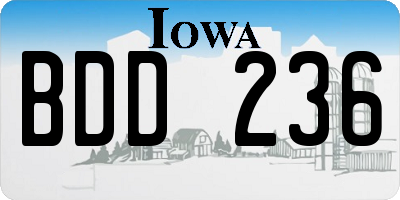 IA license plate BDD236