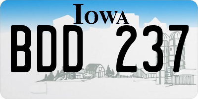 IA license plate BDD237