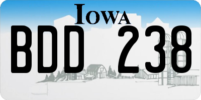 IA license plate BDD238