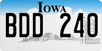 IA license plate BDD240