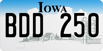 IA license plate BDD250