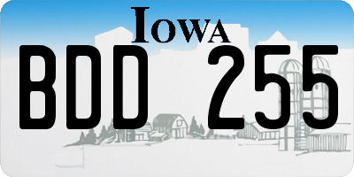 IA license plate BDD255