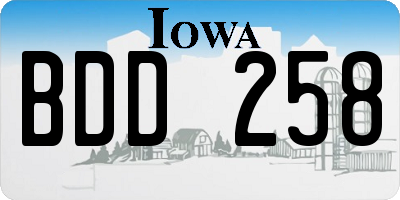 IA license plate BDD258