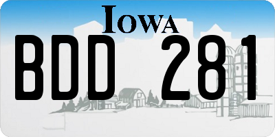 IA license plate BDD281