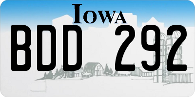 IA license plate BDD292