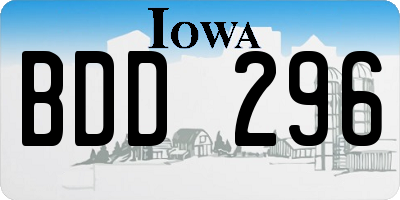 IA license plate BDD296