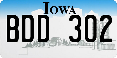 IA license plate BDD302