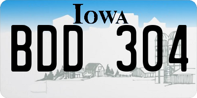 IA license plate BDD304
