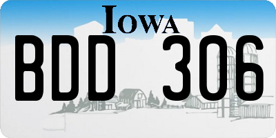 IA license plate BDD306