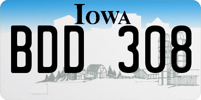 IA license plate BDD308