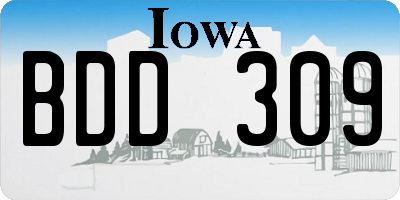 IA license plate BDD309