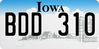 IA license plate BDD310