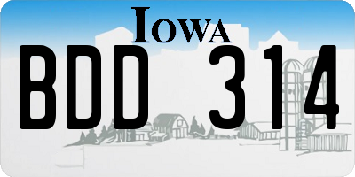 IA license plate BDD314