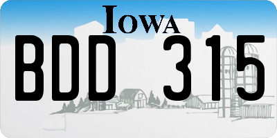 IA license plate BDD315