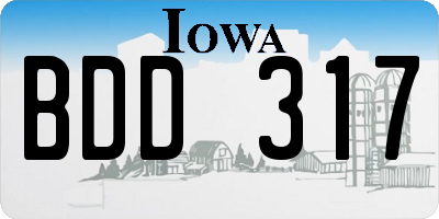 IA license plate BDD317