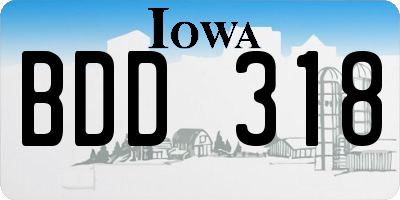 IA license plate BDD318