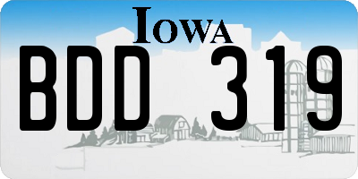 IA license plate BDD319