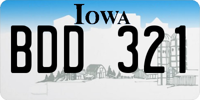 IA license plate BDD321