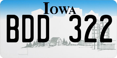 IA license plate BDD322