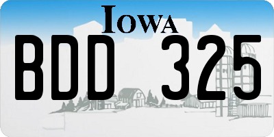 IA license plate BDD325
