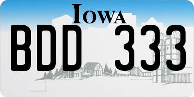 IA license plate BDD333