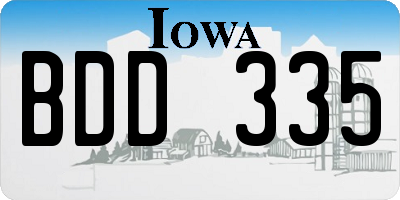 IA license plate BDD335
