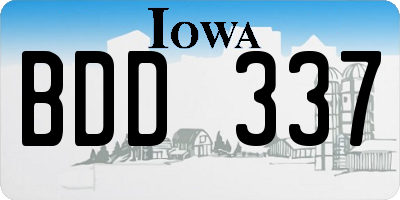 IA license plate BDD337