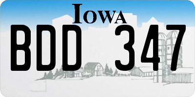 IA license plate BDD347